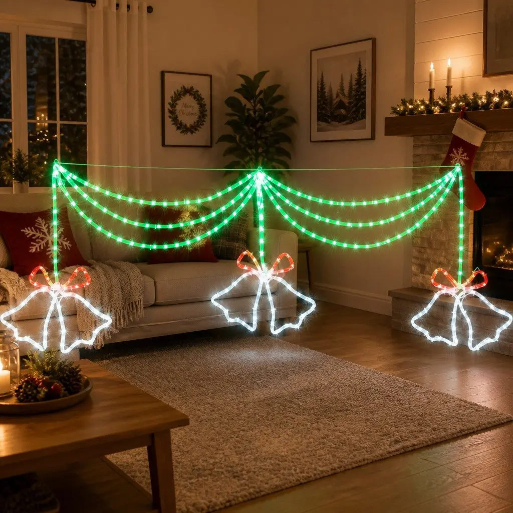 LED Christmas Light String Multicolour 1.8M 288 Bulbs Bell Motif Outdoor Indoor