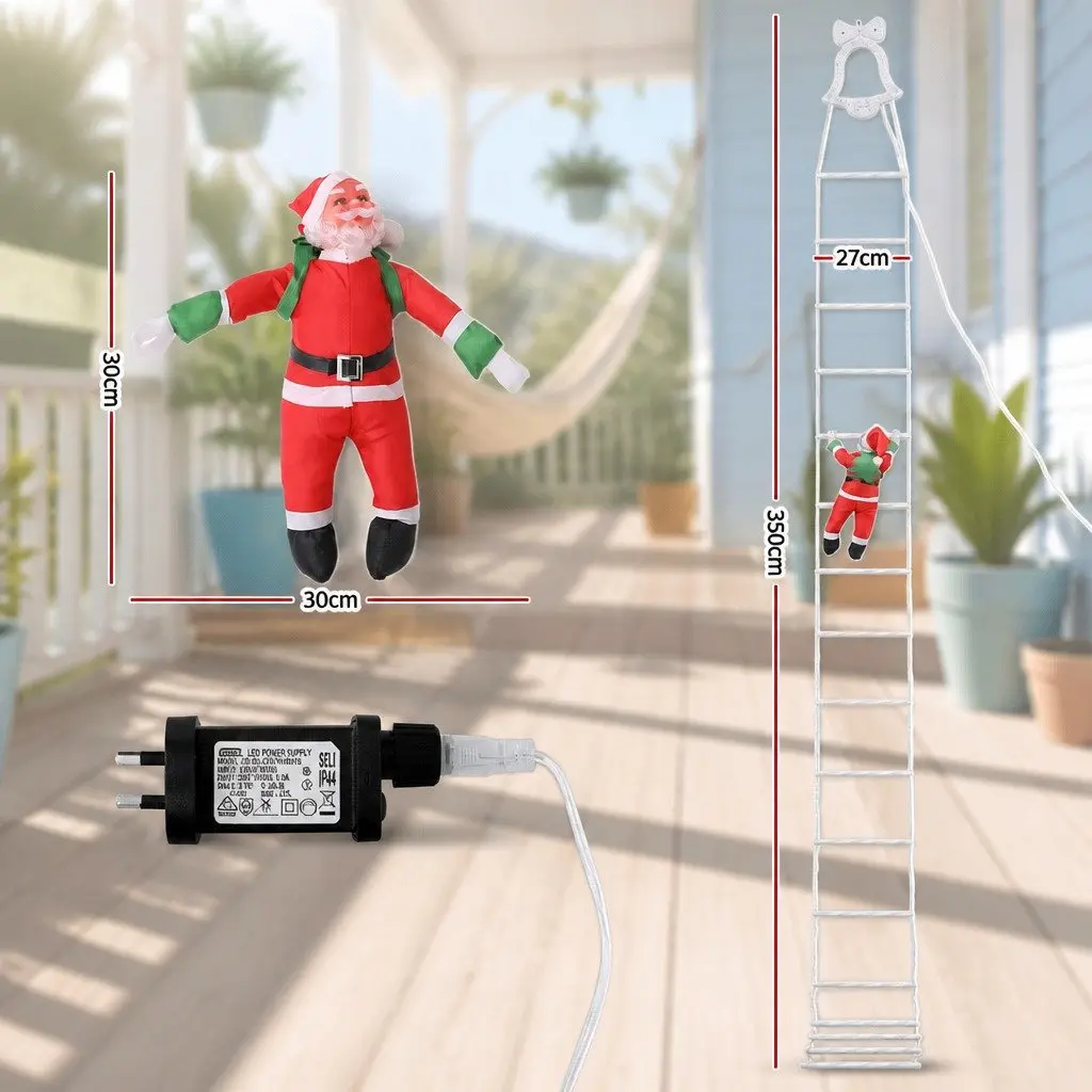 Multicolour Christmas Outdoor Lights 3.5M 300 LED with Detachable Santa Claus