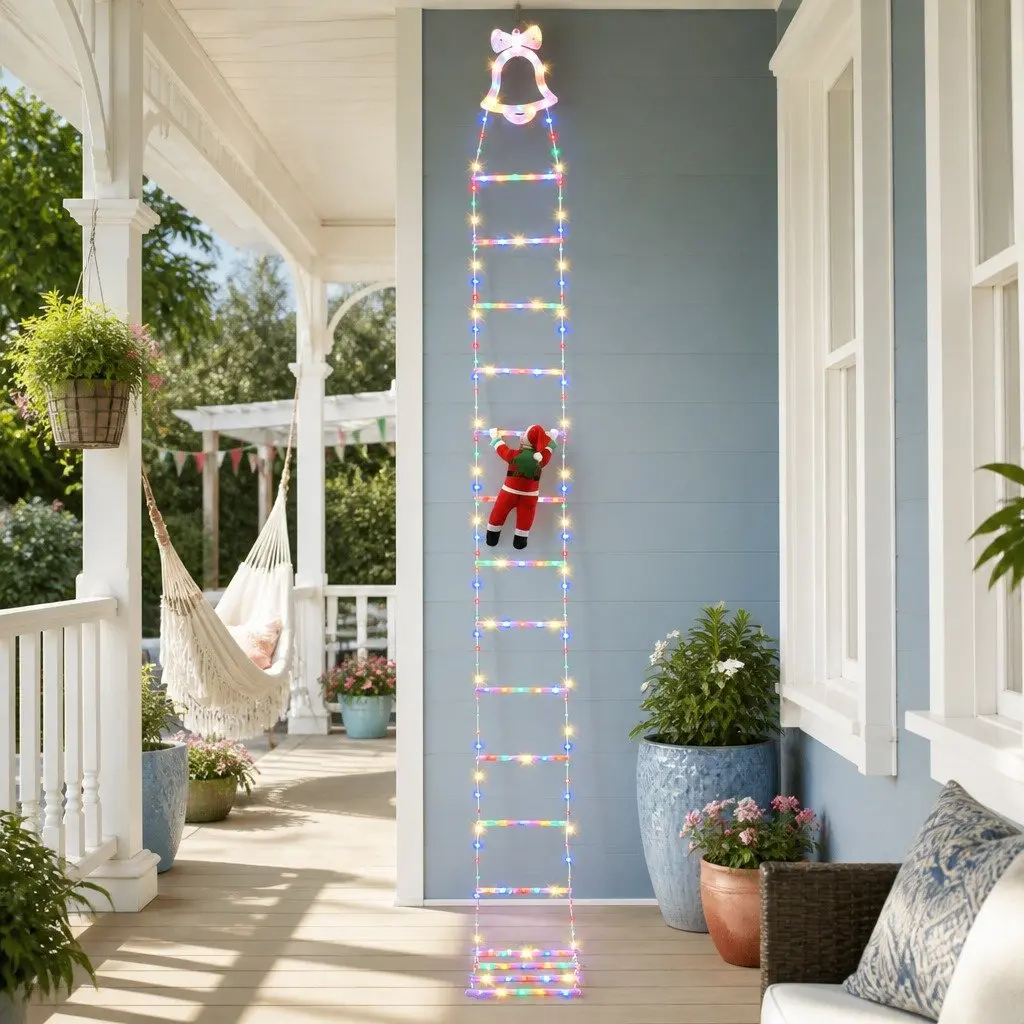 Multicolour Christmas Outdoor Lights 3.5M 300 LED with Detachable Santa Claus
