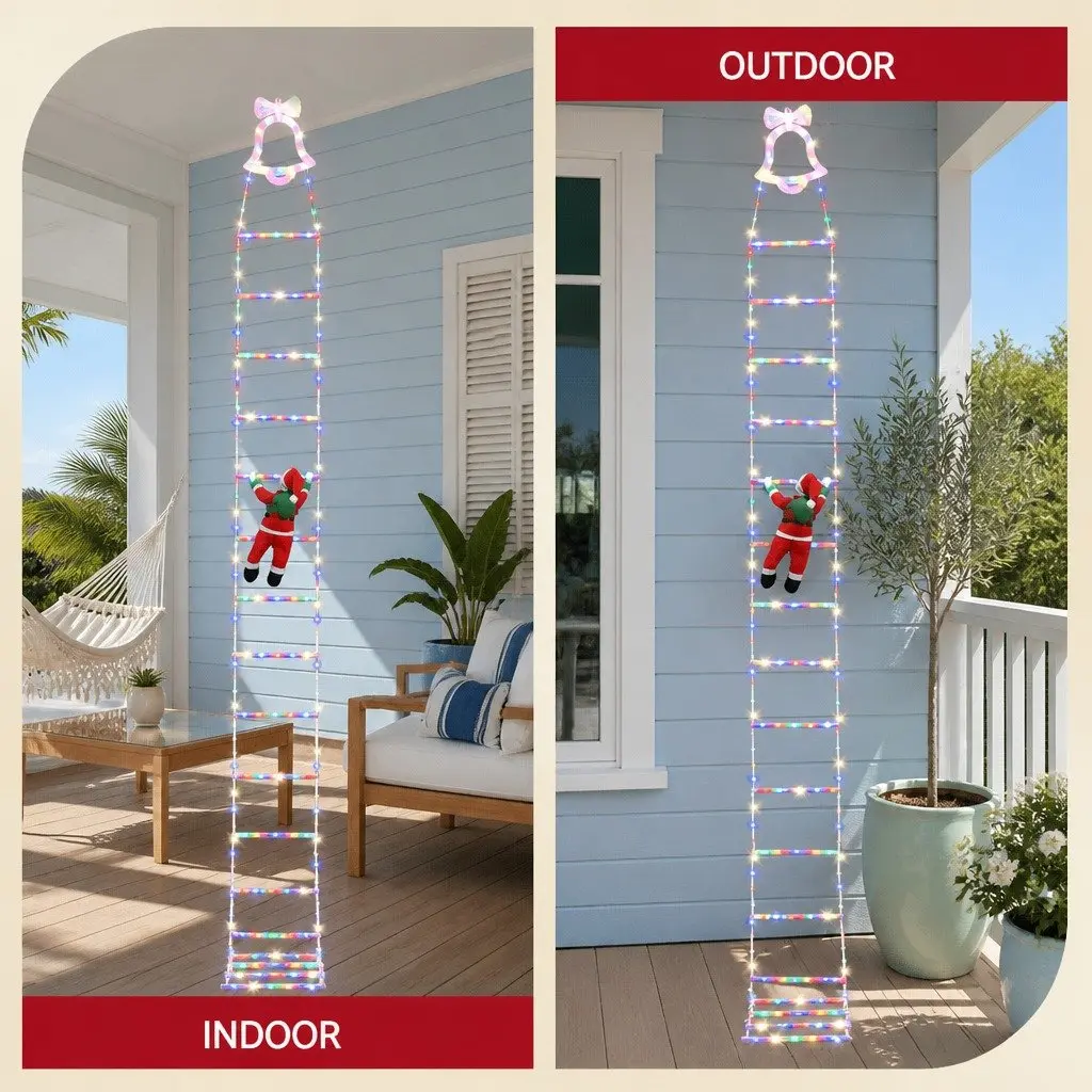 Multicolour Christmas Outdoor Lights 3.5M 300 LED with Detachable Santa Claus