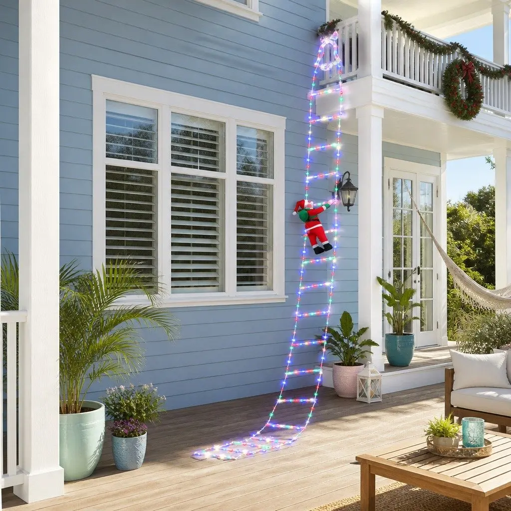 Multicolour Christmas Outdoor Lights 3.5M 300 LED with Detachable Santa Claus