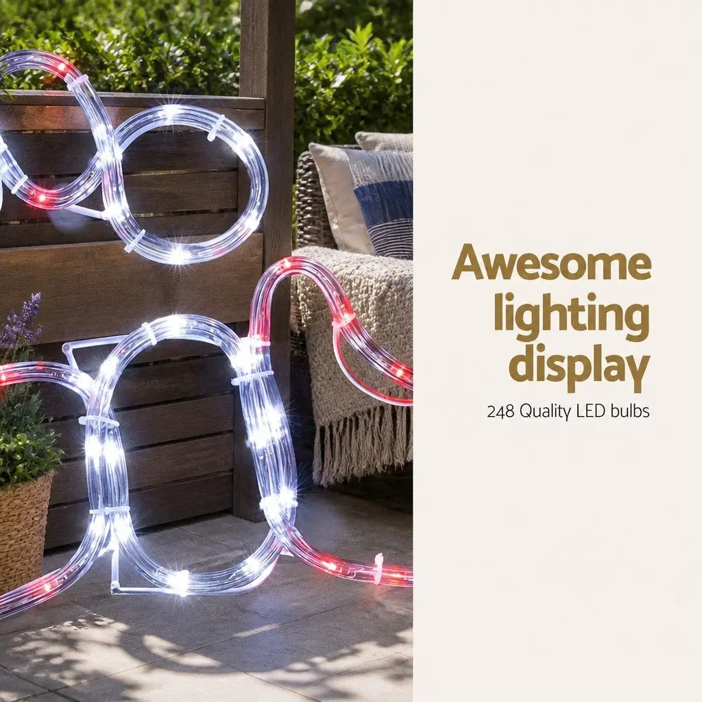 LED Christmas Lights Multicoloured Santa Motif 1M Outdoor Indoor Decorations 248 Bulbs