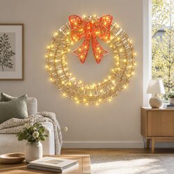 Reliable Solar LED Christmas Wreath with 160 Warm Lights
