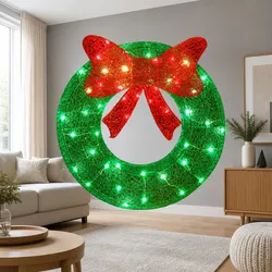 Reliable 60cm Solar Christmas Wreath Light with LED Bulbs