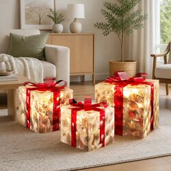 3 Christmas Light Gift Boxes with 70 Warm LEDs