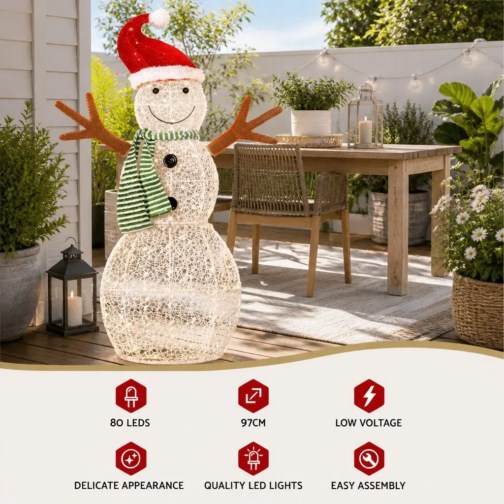 LED Snowman Decoration 0.97M Warm-White Indoor Outdoor 3D Figure