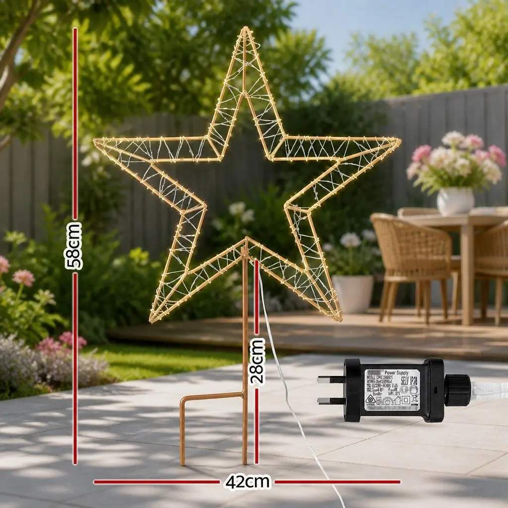 100 LED Warm White Christmas Lights Star Ground Garden Outdoor Decoration