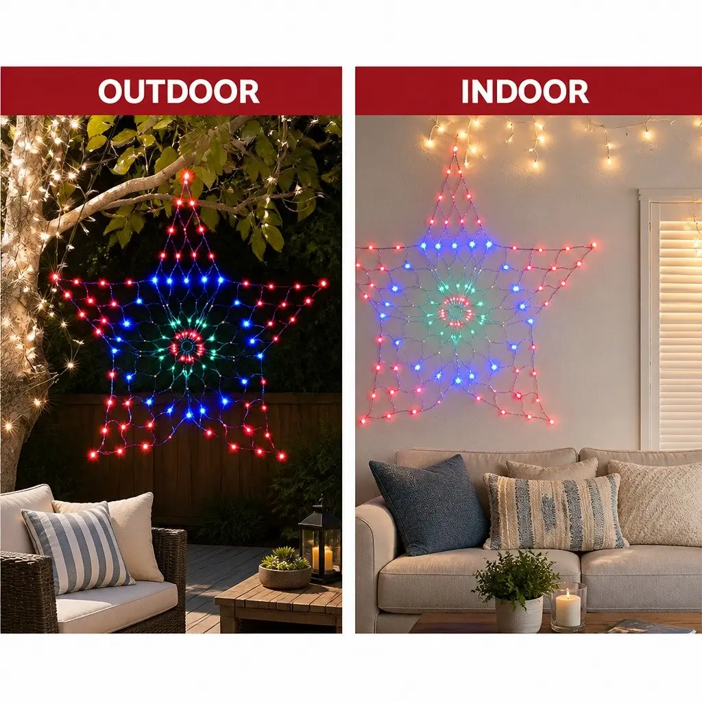 Christmas Lights 130 LED Snow Motif Multicoloured Outdoor Indoor Decoration 1.3M