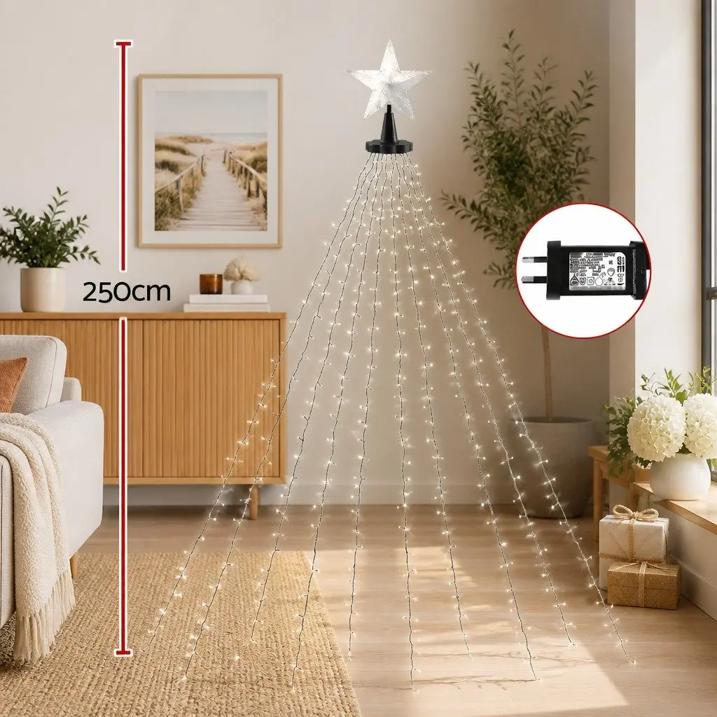 Christmas Waterfall String Lights 2.5M with Star Topper