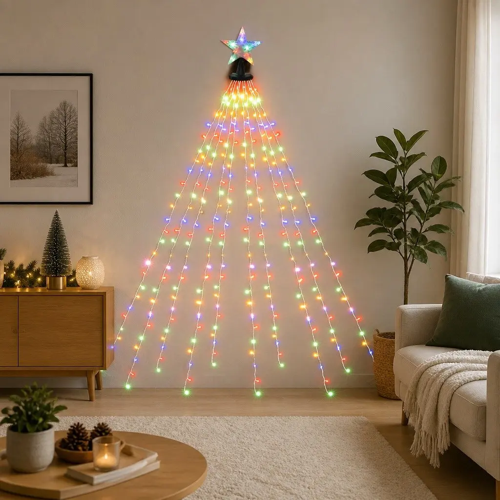 Christmas Waterfall String Lights 2.5M with Star Topper