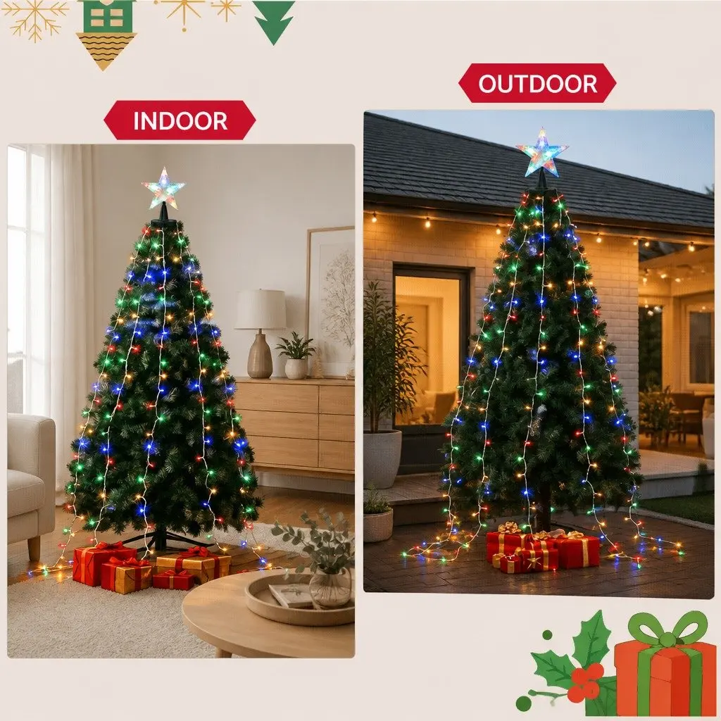 Christmas Waterfall String Lights 2.5M with Star Topper