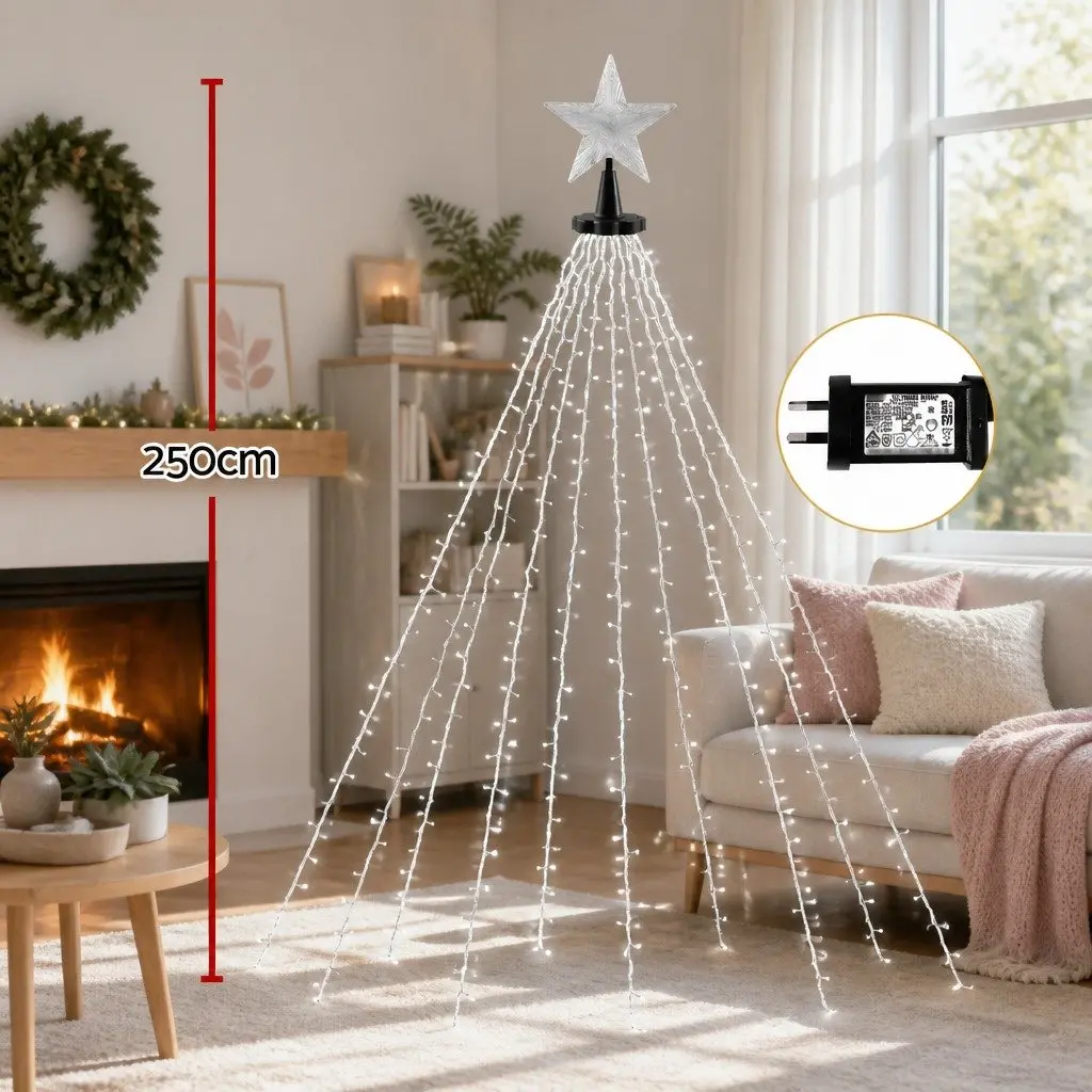 Christmas Waterfall String Lights 2.5M 300 LED Warm White Outdoor Indoor