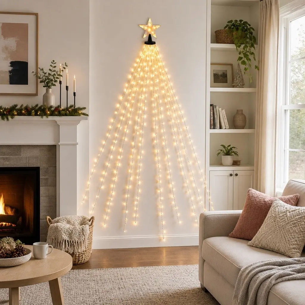 Christmas Waterfall String Lights 2.5M 300 LED Warm White Outdoor Indoor