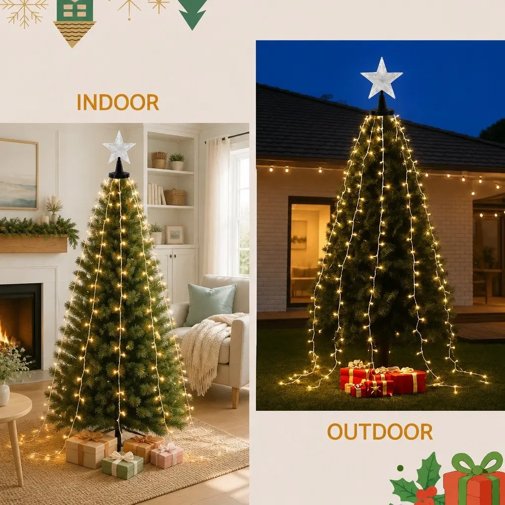 Christmas Waterfall String Lights 2.5M 300 LED Warm White Outdoor Indoor