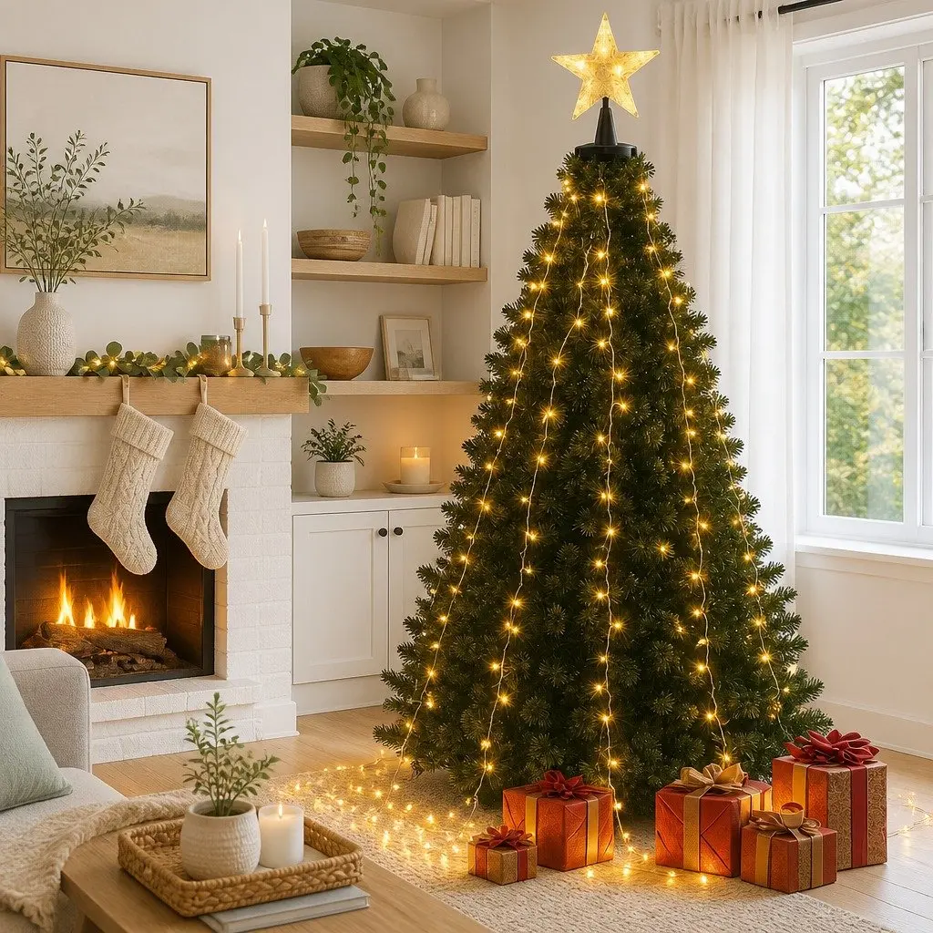 Christmas Waterfall String Lights 2.5M 300 LED Warm White Outdoor Indoor