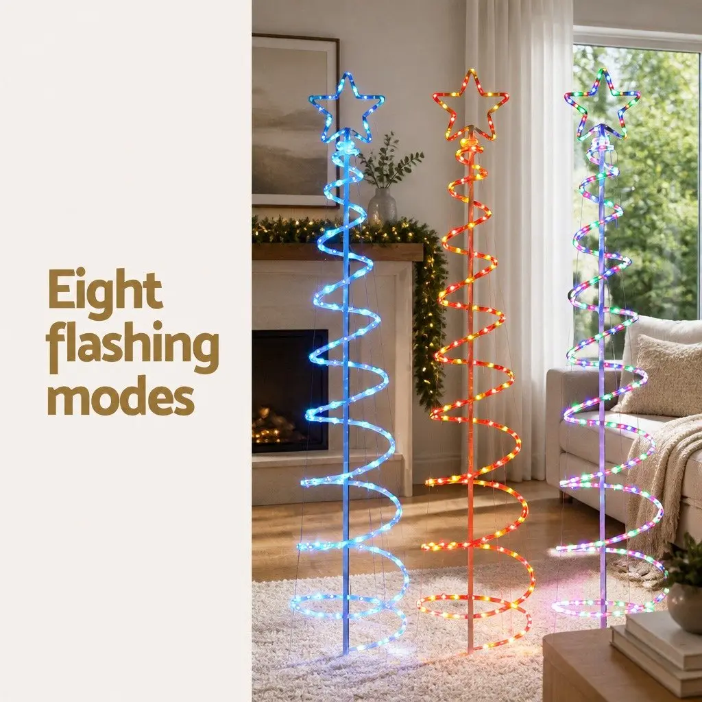 LED Christmas Tree 2.4M Solar Motif Multi-colour Lights Indoor Outdoor Decoration