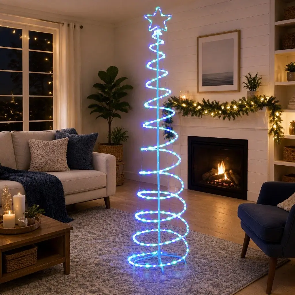 LED Christmas Tree 2.4M Solar Motif Multi-colour Lights Indoor Outdoor Decoration