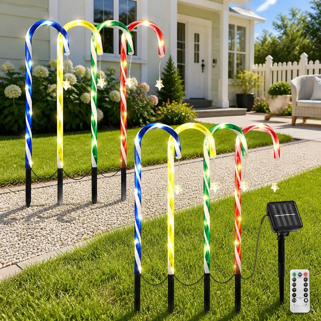 8 Piece Christmas Path Ground Lights Outdoor Garden Decorations 72 LED Multicolour