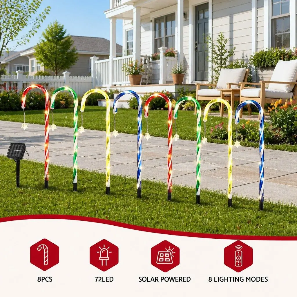 8 Piece Christmas Path Ground Lights Outdoor Garden Decorations 72 LED Multicolour
