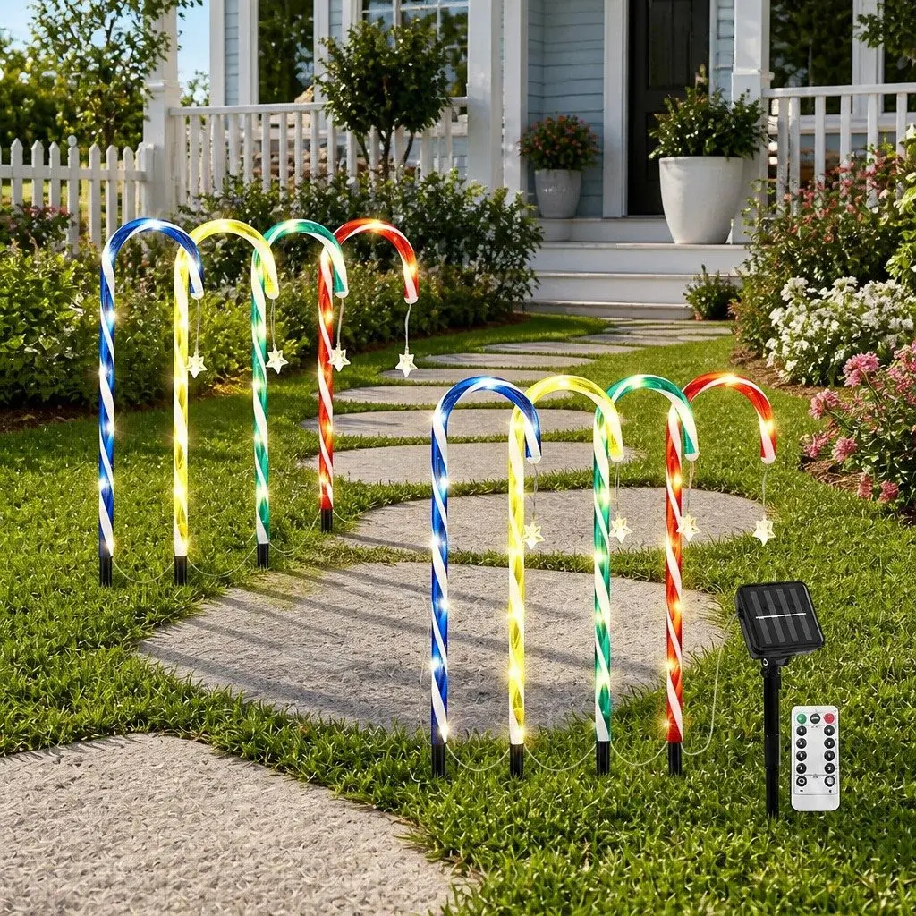 8 Piece Christmas Path Ground Lights Outdoor Garden Decorations 72 LED Multicolour