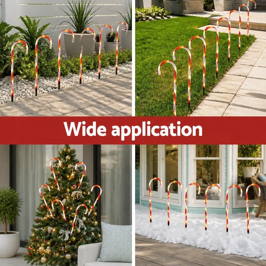 LED Christmas Path Lights 6 PCS Solar Powered Outdoor Decorations 42 Bulbs White