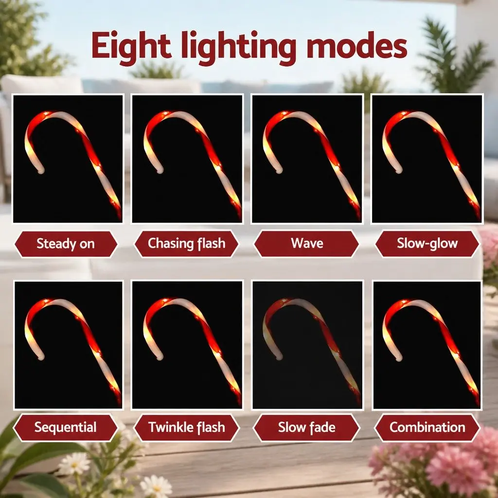 LED Christmas Path Lights 6 PCS Solar Powered Outdoor Decorations 42 Bulbs White