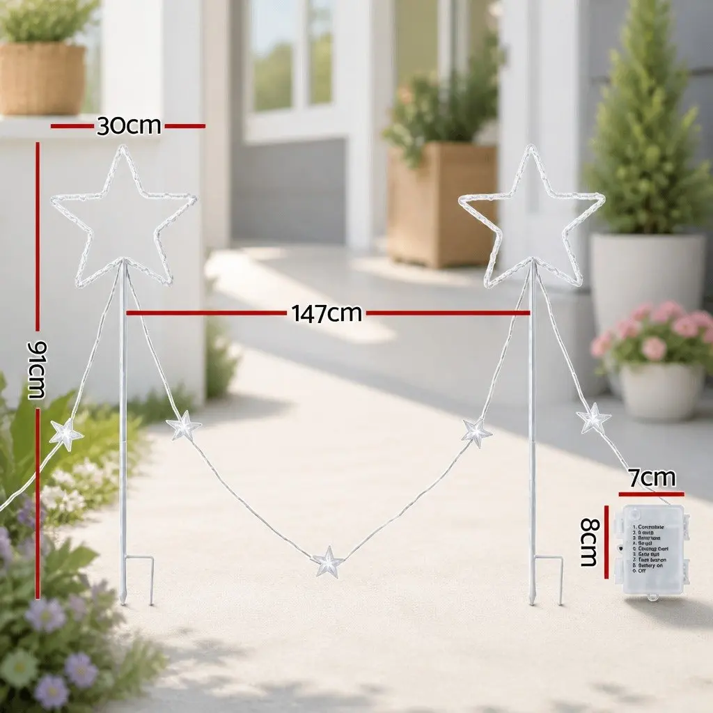 Christmas Lights Path Ground Light 4 Piece Warm White LED Garden Decorations 144 LED 8 Modes