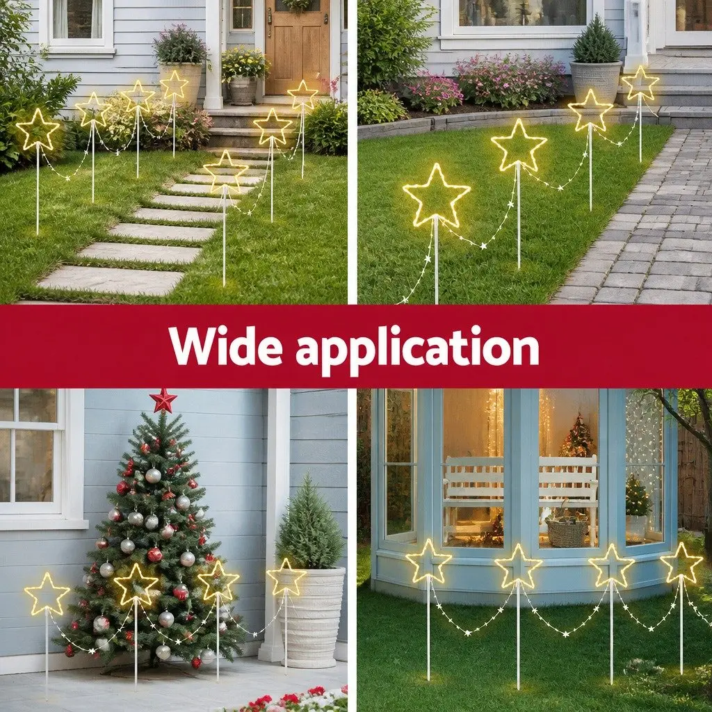 Christmas Lights Path Ground Light 4 Piece Warm White LED Garden Decorations 144 LED 8 Modes
