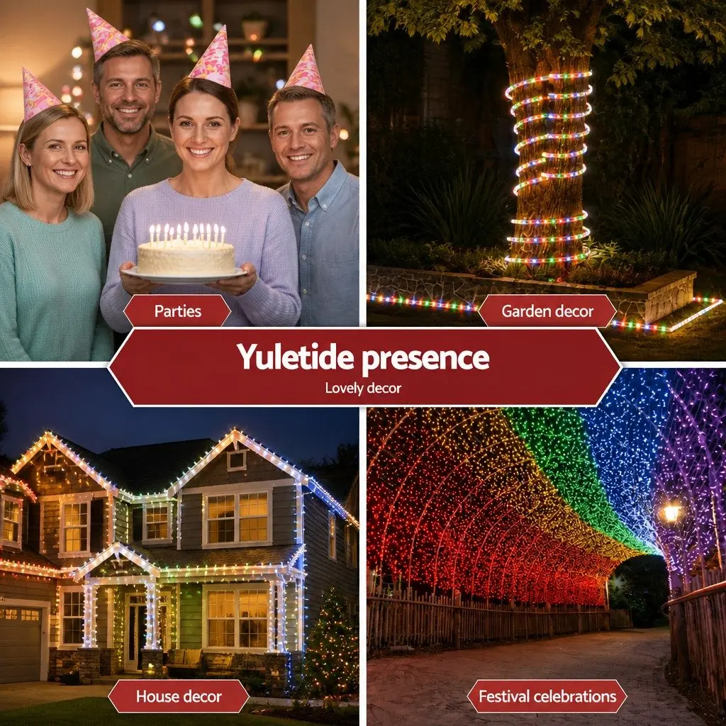 Christmas Rope Lights 20M Multicolour LED String Indoor Outdoor Decorations