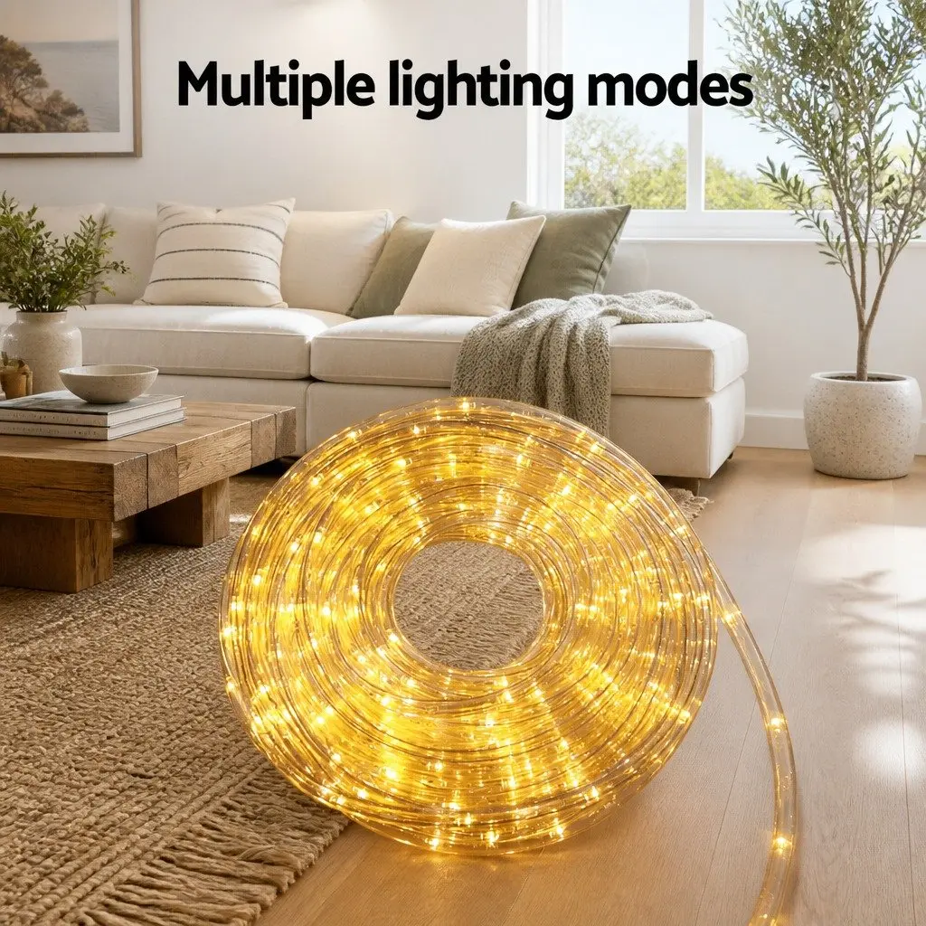 Christmas Rope Light 20M Warm White LED String Indoor Outdoor Decorations