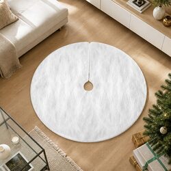 Warm and Reliable White Plush Christmas Tree Skirt 90cm
