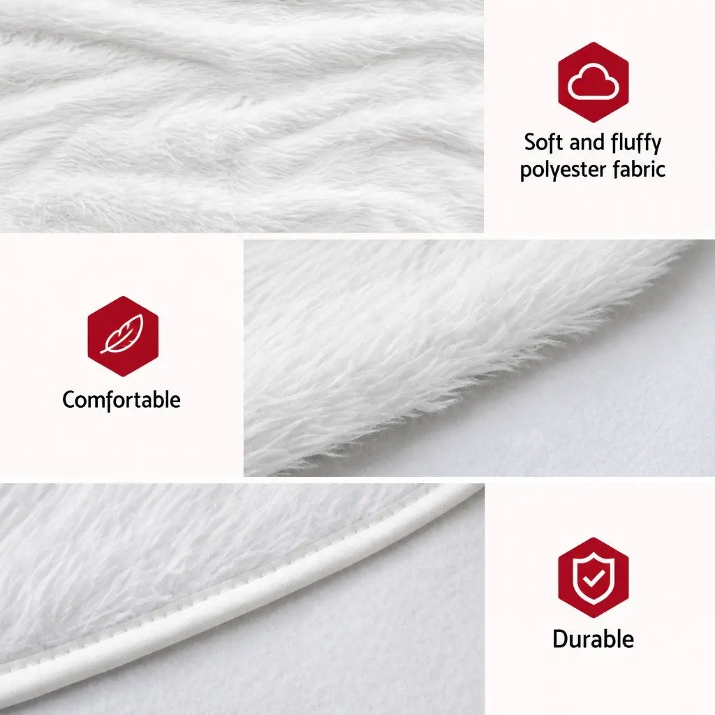 Christmas Tree Skirt 90cm White Plush Fluffy Holiday Decor