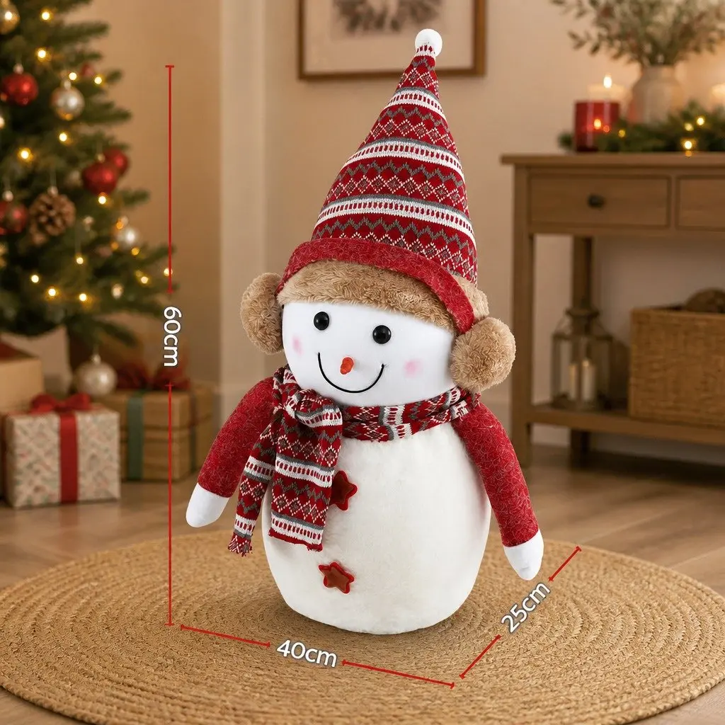 Christmas Snowman Plush Ornament Decoration 60cm Red and White