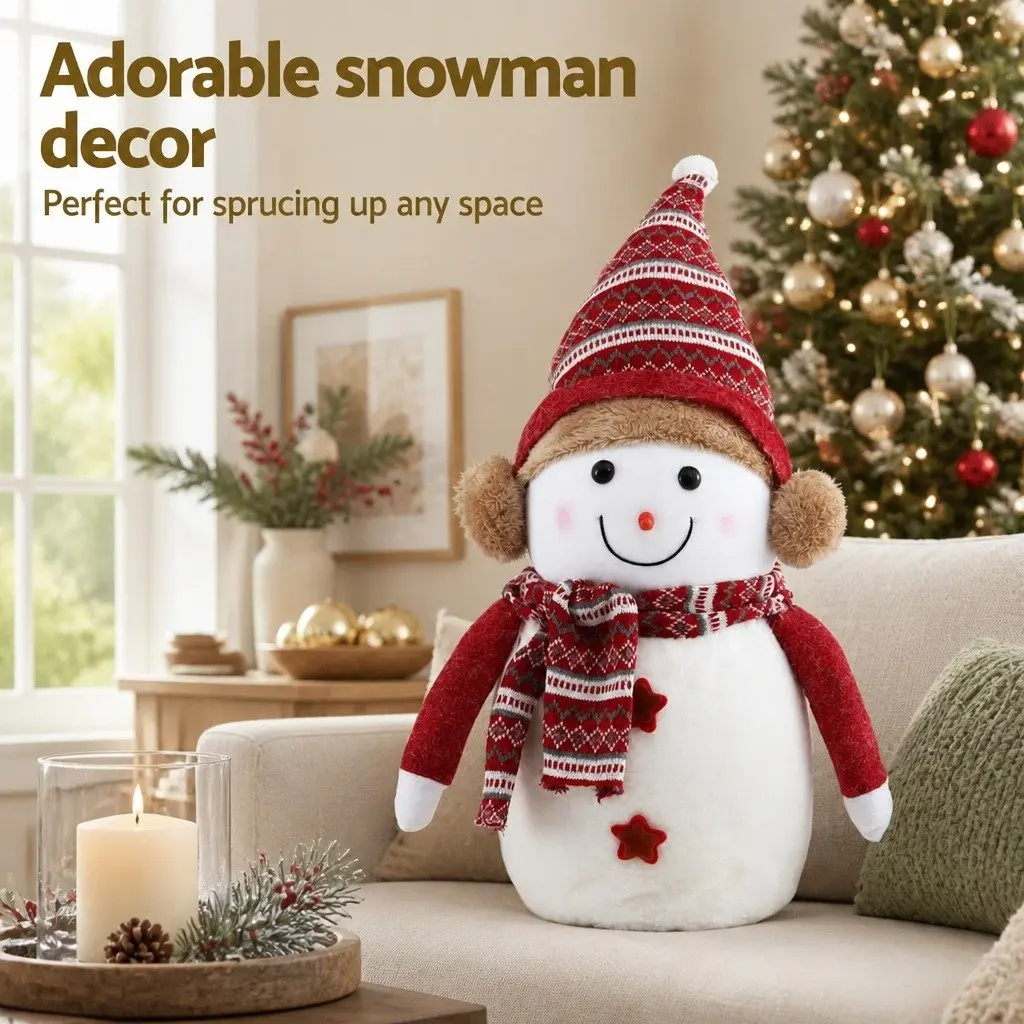 Christmas Snowman Plush Ornament Decoration 60cm Red and White