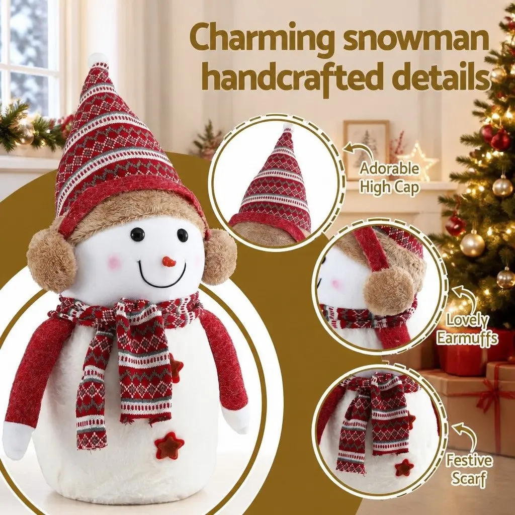 Christmas Snowman Plush Ornament Decoration 60cm Red and White