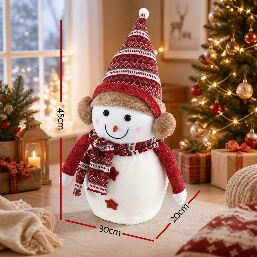Christmas Snowman Plush Ornament 45cm Red and White