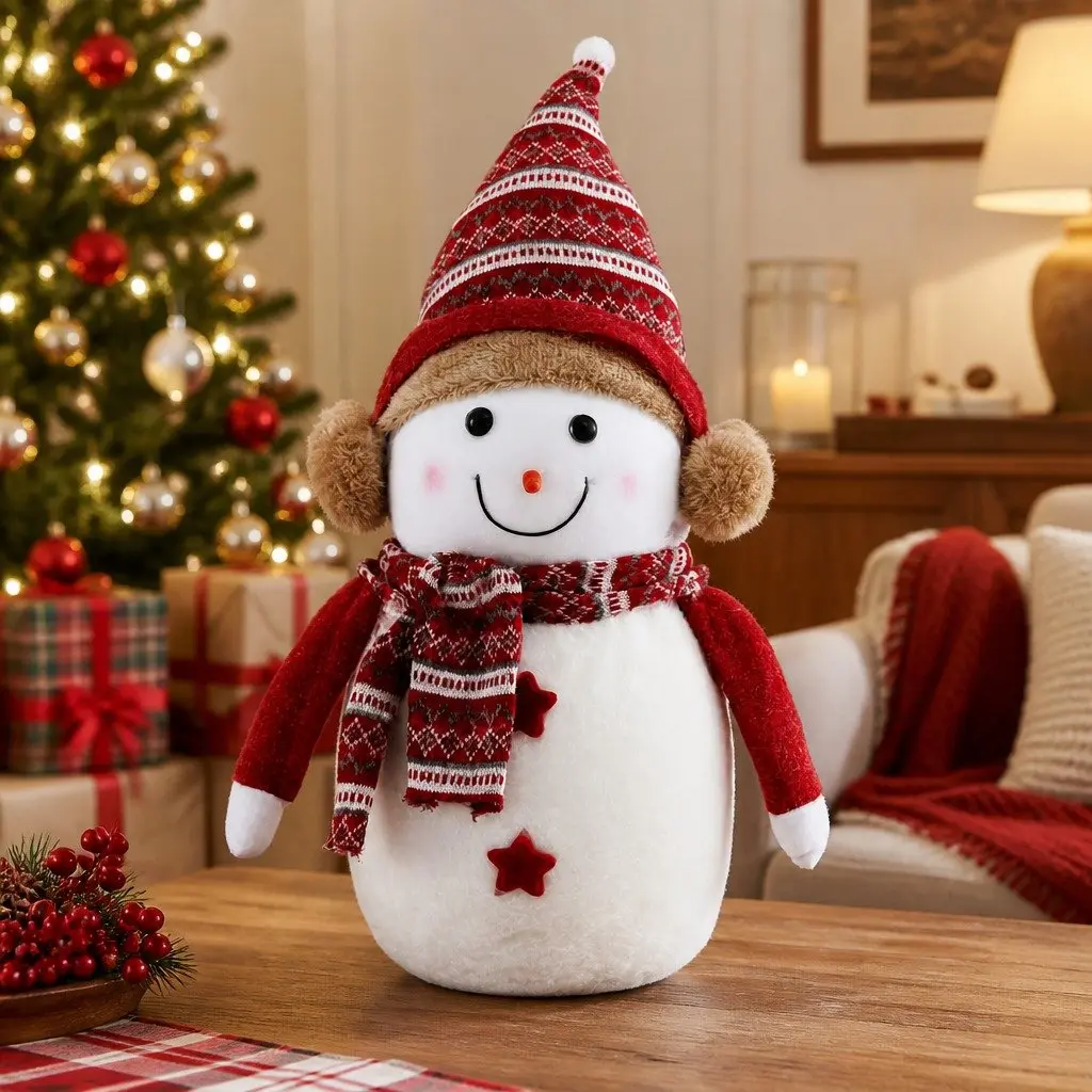 Christmas Snowman Plush Ornament 45cm Red and White