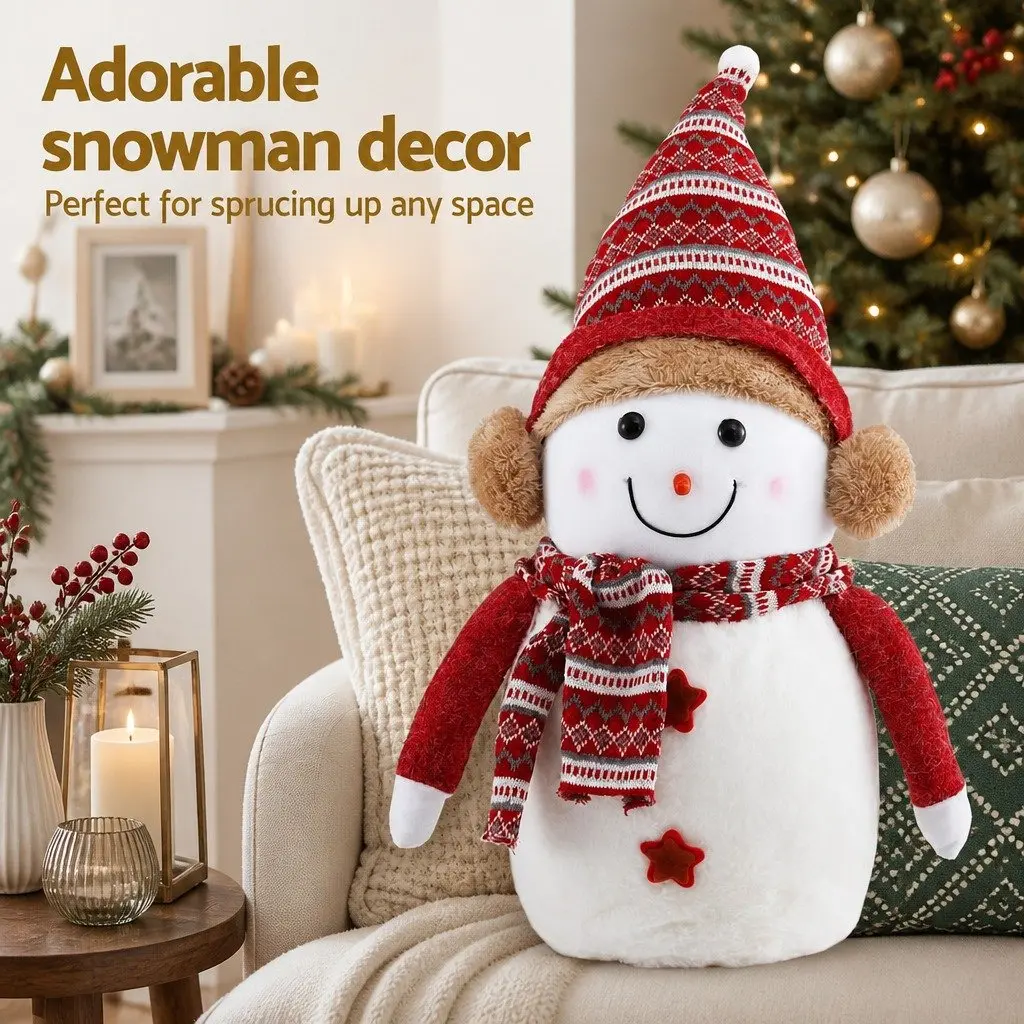 Christmas Snowman Plush Ornament 45cm Red and White