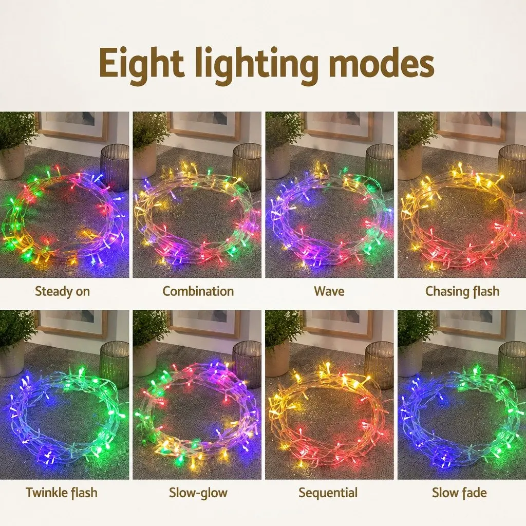 Christmas String Lights 50M 500 LED Multi-Coloured Indoor Outdoor