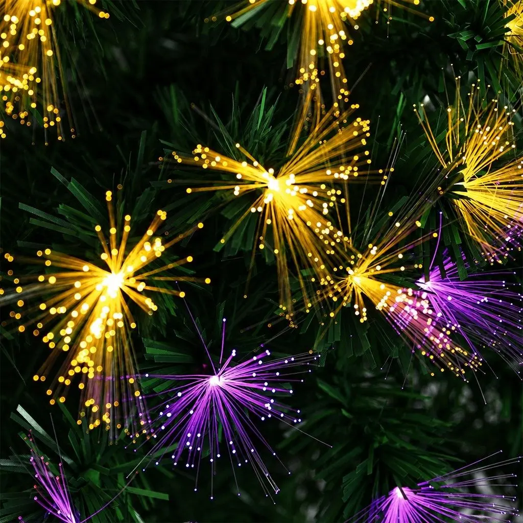 Fibre Optic Christmas Tree 2.1M 8 Flash Modes Green Realistic Pine Needles Steel Base