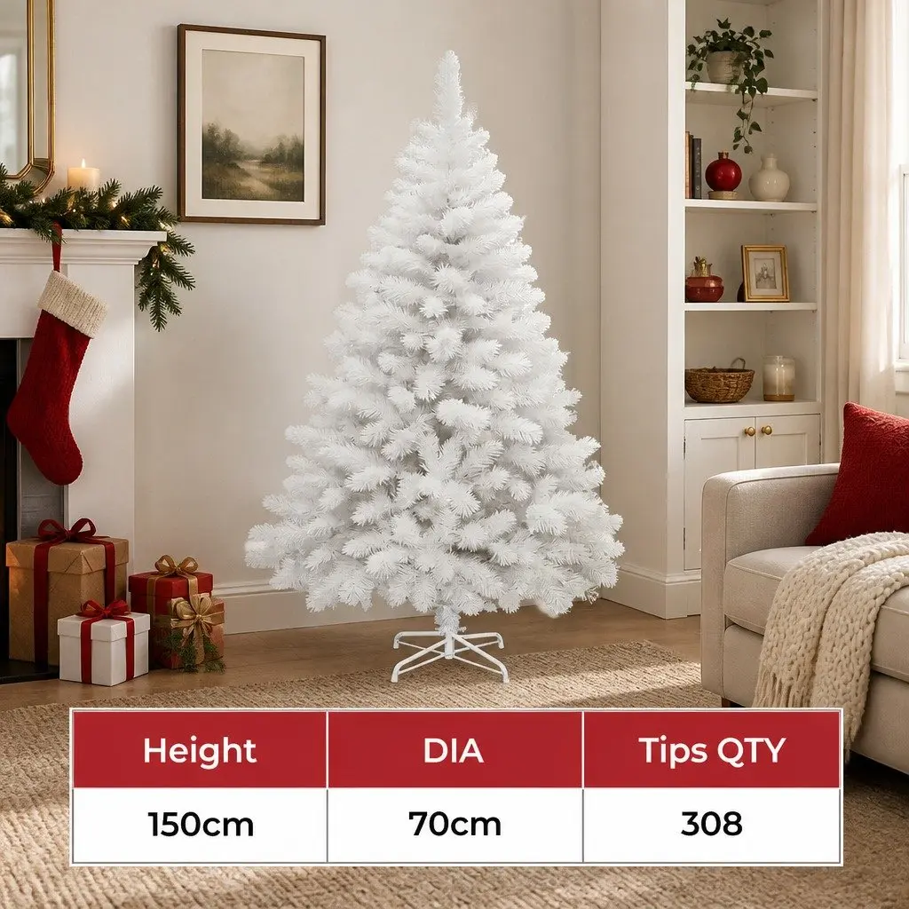 White Christmas Tree Compact 1.5M 308 Tips Decor for Small Spaces