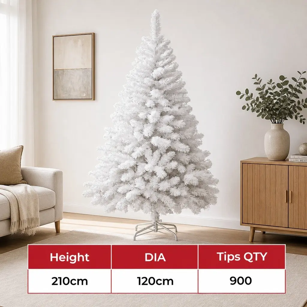 White Christmas Tree 2.1M Indoor Outdoor Decoration 900 Tips