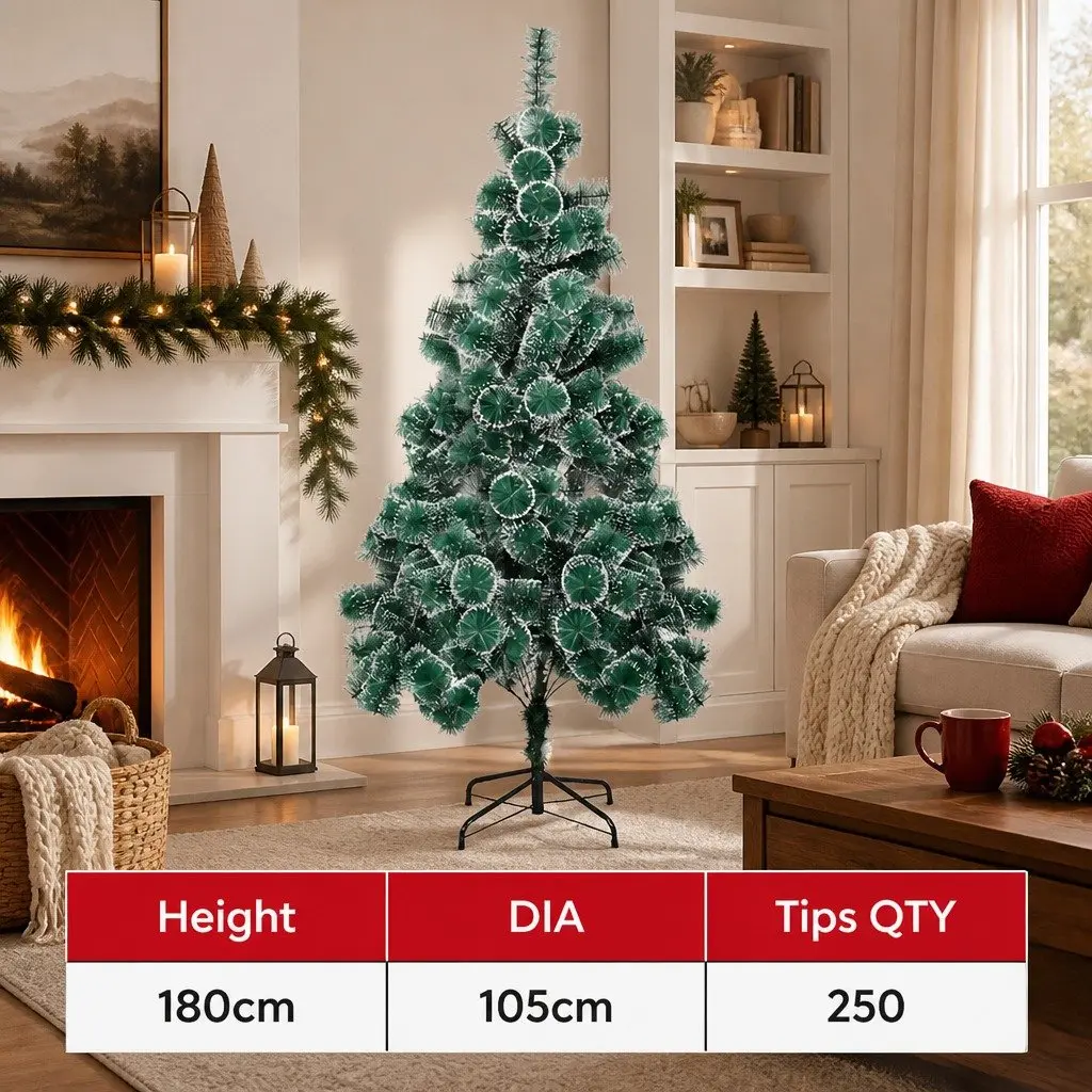 Artificial Christmas Tree 180cm Snow Flocked Green PVC Needles