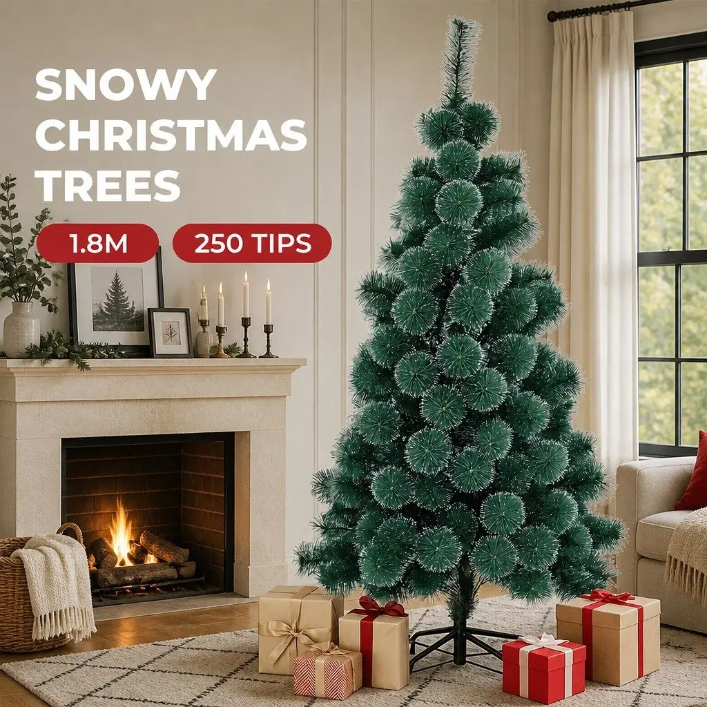 Artificial Christmas Tree 180cm Snow Flocked Green PVC Needles