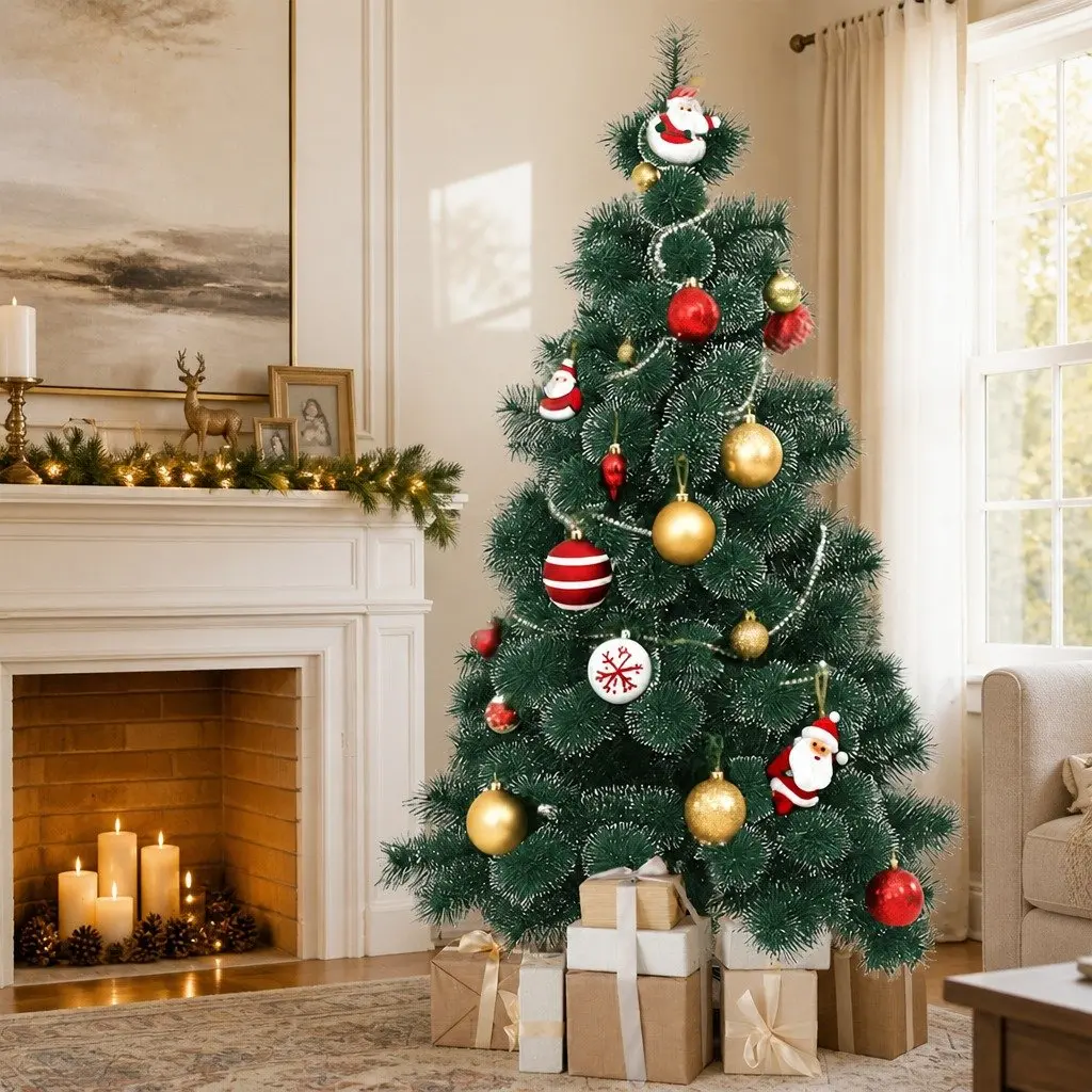 Artificial Christmas Tree 180cm Snow Flocked Green PVC Needles