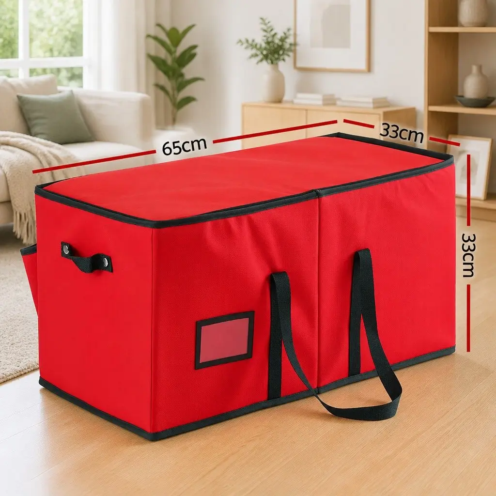 Christmas Baubles Storage Box Organizer 128 Slots Red
