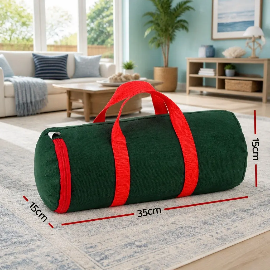 Cylindrical Christmas Baubles Storage Bag Green Oxford 35cm x 15cm