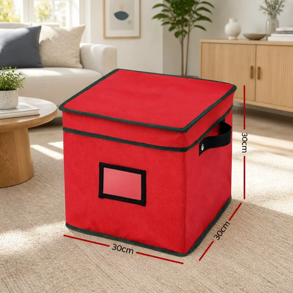 Christmas Baubles Storage Box Organizer 30x30x30cm Red 64 Dividers