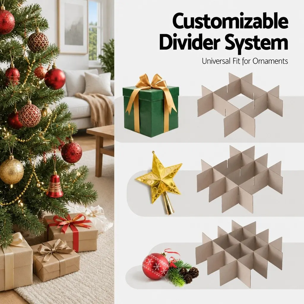 Christmas Baubles Storage Box Organizer 30x30x30cm Red 64 Dividers