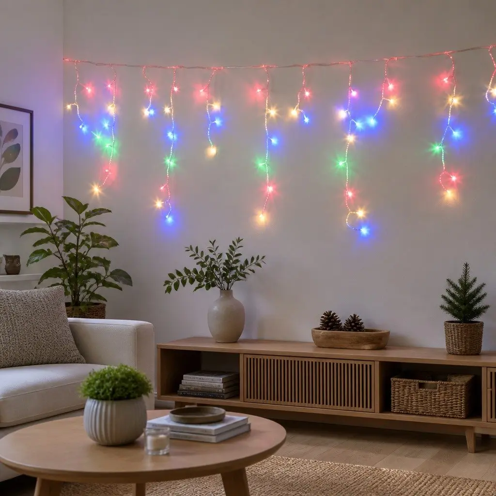 Icicle Lights Solar Powered 32M Multicolour Outdoor Decoration